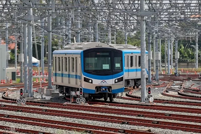 Tàu metro Bến Thành - Suối Tiên tại depot Long Bình. Ảnh: Quỳnh Trần